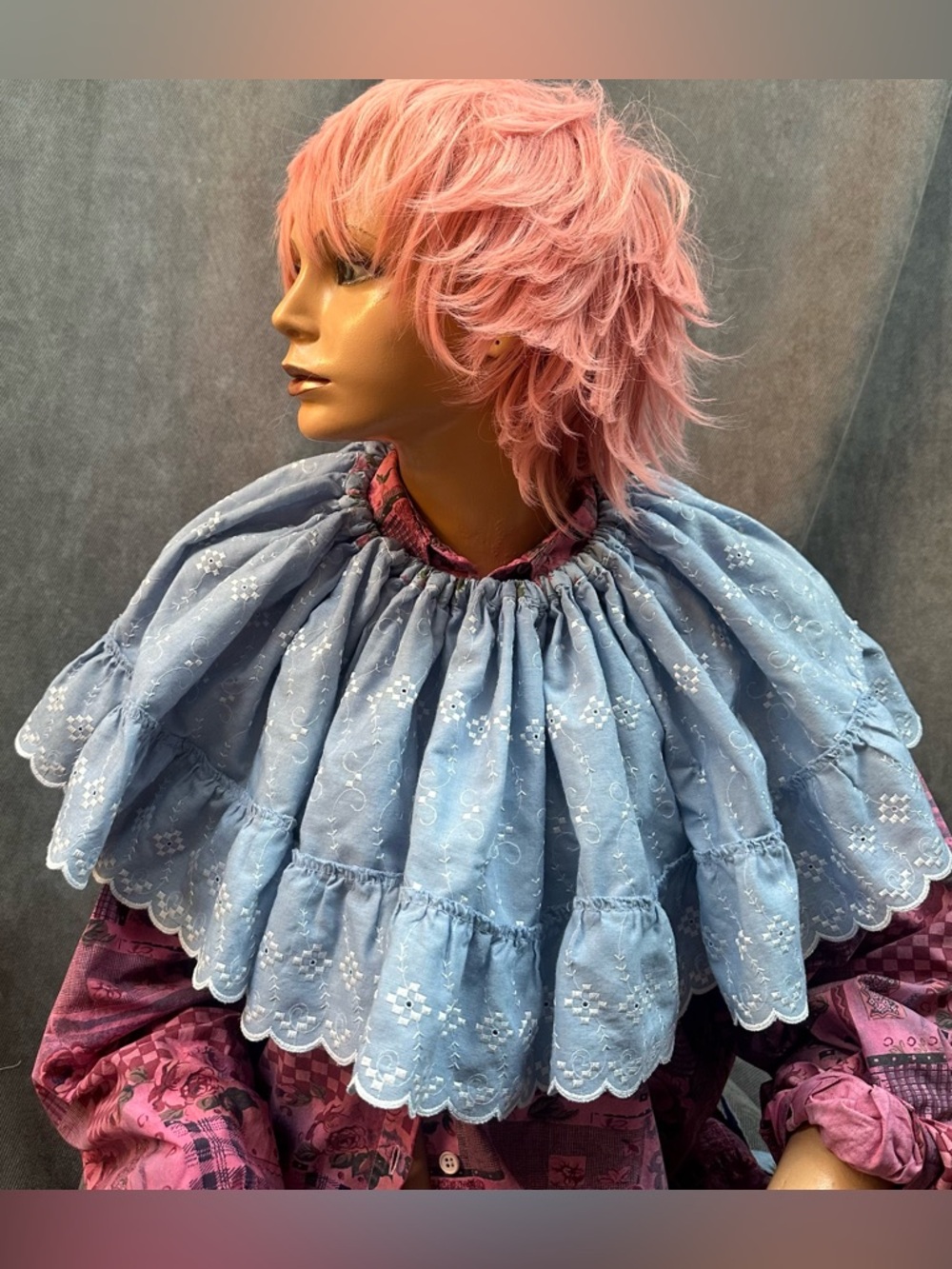 Ruffled capelet statement collar detachable Clowncore